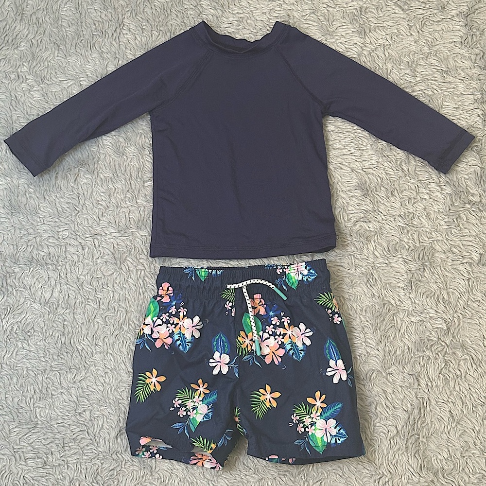 Toddler Boys Swim trunks & swim long sleeve shirt